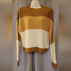 SHEIN Mustard and Cream Colorblock Sweater